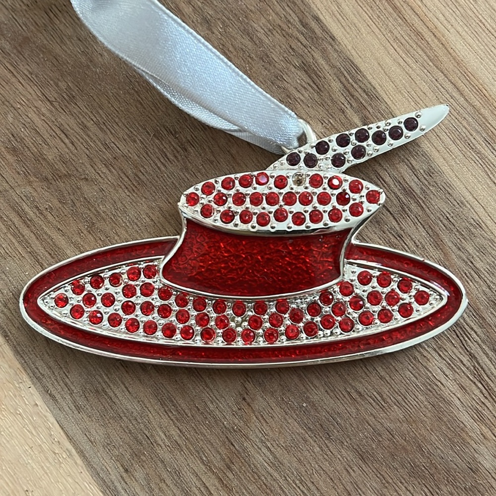 Harley Lewis Red Hat Society Rhinestone Christmas Ornament